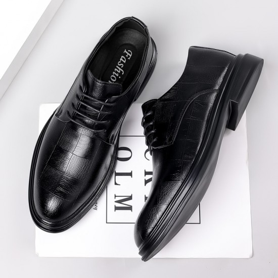 Men's leather shoes for formal business wear, autumn and winter height-enhancing genuine leather wedding and groom shoes, men's casual shoes for foreign trade.