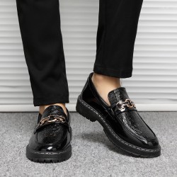 Spring and summer shiny casual leather shoes, men's slip-on loafers, youth Korean-style trendy British slip-on loafers.