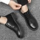 Young men's leather shoes, British black, casual business and formal, large-toe, Korean-style waterproof Martin shoes for work, cross-border delivery