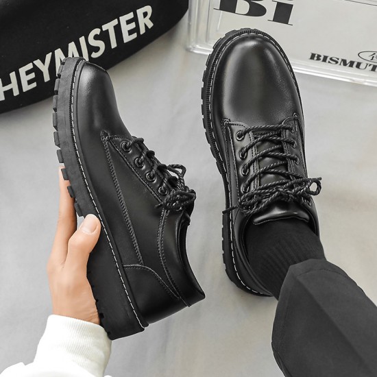 Men's casual leather shoes, student trendy shoes, Korean-style Cross-border delivery of waterproof men's suit-matching low-top casual shoes for teenagers.