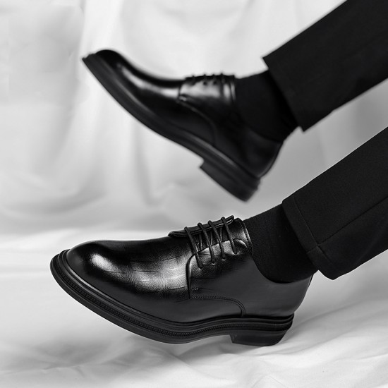 Men's leather shoes, business formal, genuine leather soft-soled, British-style thick-soled casual shoes, groom's wedding suit, cross-border foreign trade.