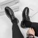 Summer men's black business and formal leather shoes, British work shoes, black soft-soled suit, groom's wedding shoes.