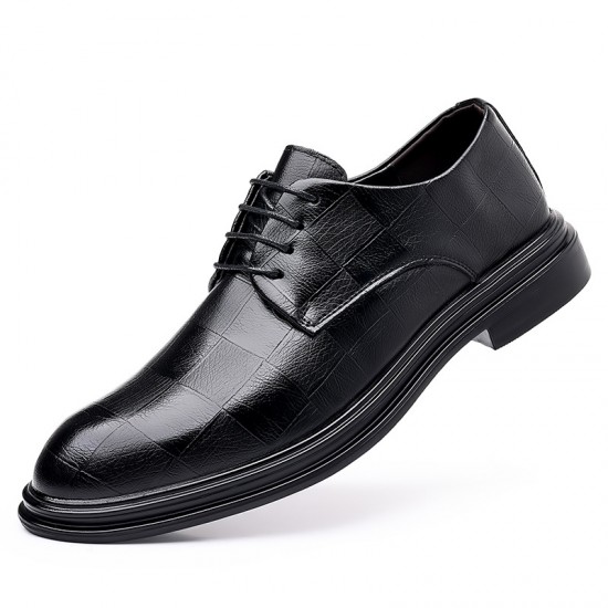 Men's leather shoes for formal business wear, autumn and winter height-enhancing genuine leather wedding and groom shoes, men's casual shoes for foreign trade.