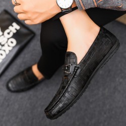Low-top casual loafers, breathable, trendy, versatile black leather slip-on shoes, trendy work loafers, foreign trade dropshipping