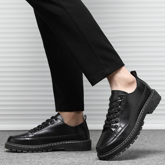 Men's Korean-style black British casual work shoes, Korean-style trendy and versatile Martin shoes for cross-border trade.