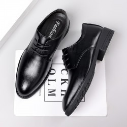 Men's leather shoes, business formal, genuine leather soft-soled, breathable, cross-border casual shoes, British-style groom's wedding suit derby shoes.