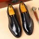 Men's leather slip-on shoes, top-grain cowhide pointed toe shoes, high-end business commuting, black wedding shoes, trendy
